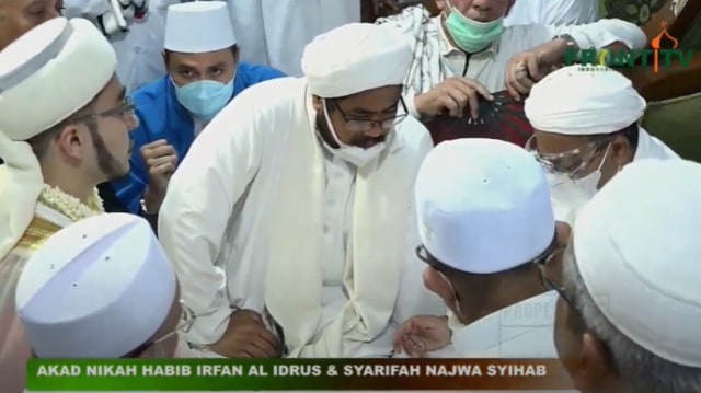Proses akad nikah Habib Irfan Al Idrus di Markas FPI Petamburan, Jakarta. Foto: Dok. Youtube Front TV