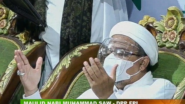 Habib Rizieq di acara Maulid Nabi di Markas FPI Petamburan, Jakarta.
 Foto: Dok. Youtube Front TV