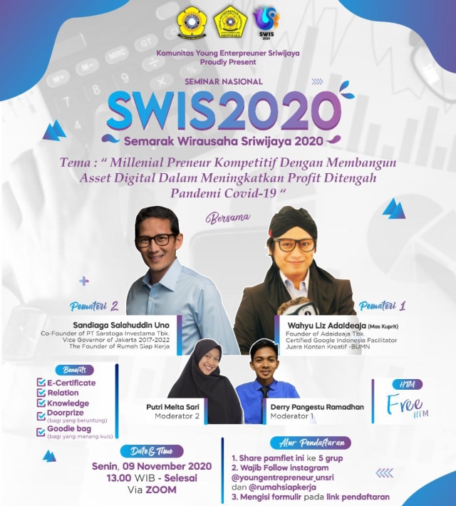 Acara Semarak Wirausaha Sriwijaya 2020. Foto: Komunitas Young Entrepreneur Sriwijaya.