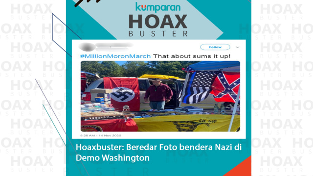 Hoaxbuster Beredar Foto bendera Nazi di Demo Washington. Foto: Twitter