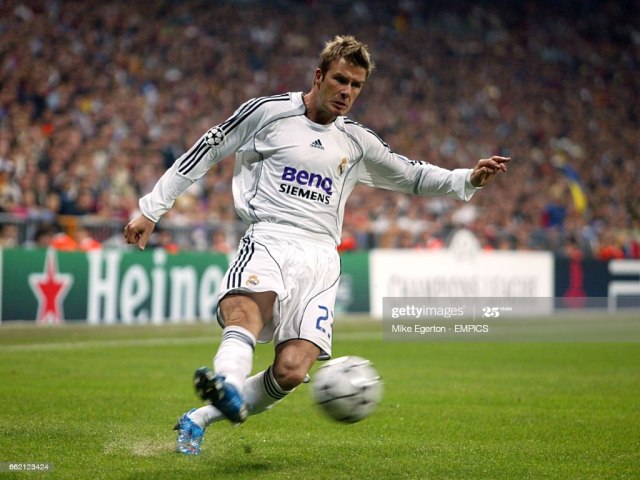 David Beckham kala membela Real Madrid (getty images)