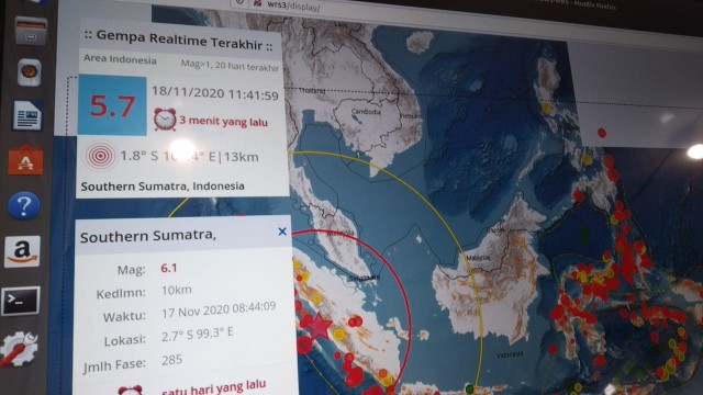 Data gempa hari ini Rabu 18 November: Foto: BPBD Padang