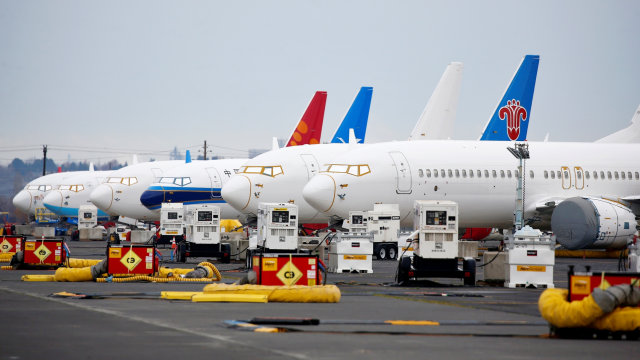 Puluhan pesawat Boeing 737 MAX yang dilarang terbang terlihat diparkir di Bandara Internasional Grant County di Moses Lake, Washington, AS, Selasa (17/11). Foto: Lindsey Wasson/REUTERS