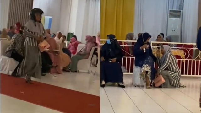 Emak-emak Kurang Fokus, Masih Pakai Helm ke Kondangan Bikin Para Tamu Bergunjing (188286)