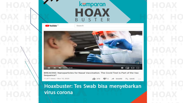 Hoaxbuster Tes Swab bisa menyebarkan virus corona.
 Foto: Youtube/@Beast System Revealed