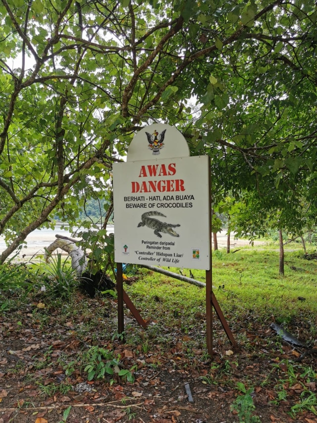Salah satu tanda peringatan terkait buaya
Sumber: Koleksi tim Ekonomi KJRI Kuching