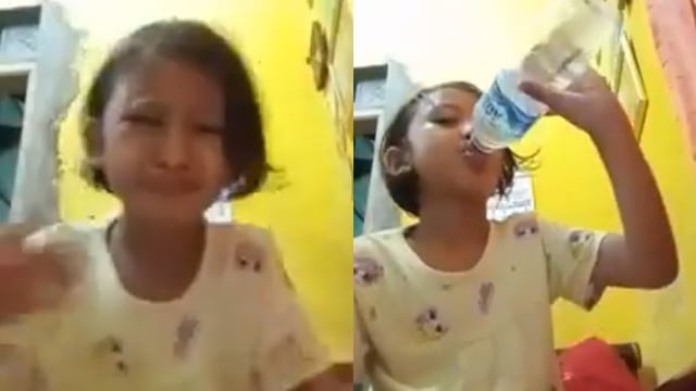 Momen Lucu Bocah Refleks Minum Air di Botol Berisi Ikan Cupang karena Kepedasan (159220)