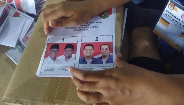 Surat suara dalam Pilkada Kota Medan tahun 2020. Foto: Sumut News.
