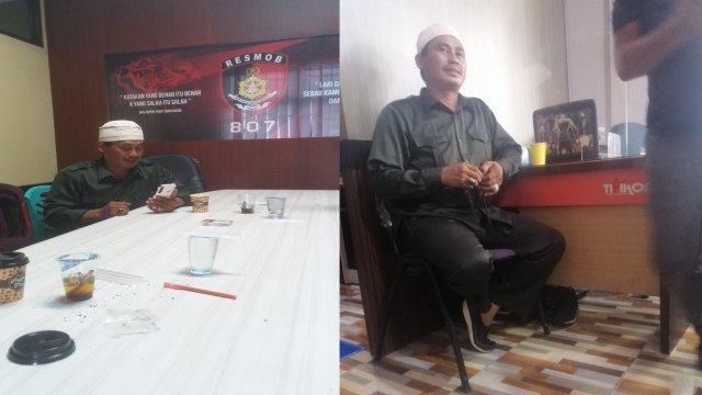 KETUA Front Pembela Islam (FPI) Pekanbaru, Husni Thamrin, saat diperiksa penyidik Polresta Pekanbaru, Selasa (24/11/2020). 