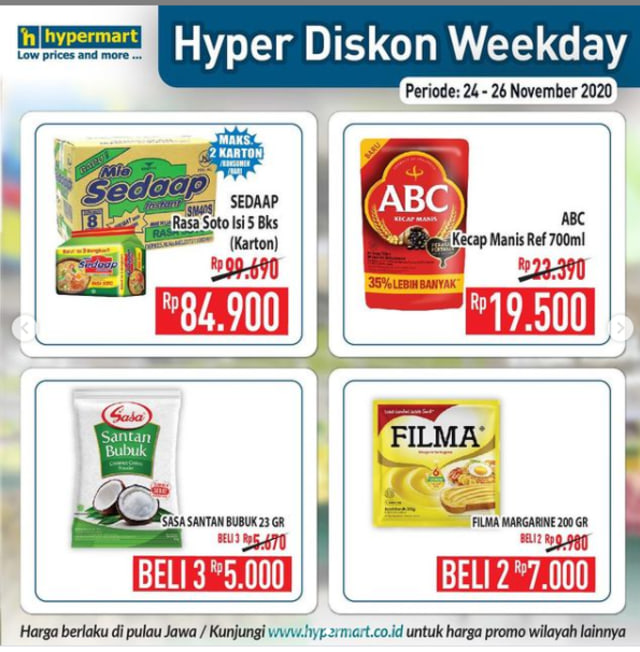 Catat! Promo Hypermart Weekday Periode 24-26 November 2020 yang Ramah di Kantong (19042)