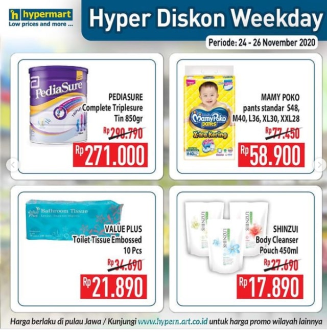 Catat! Promo Hypermart Weekday Periode 24-26 November 2020 yang Ramah di Kantong (19044)