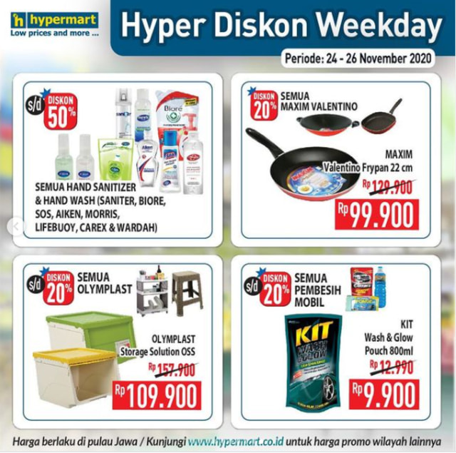 Catat! Promo Hypermart Weekday Periode 24-26 November 2020 yang Ramah di Kantong (19046)