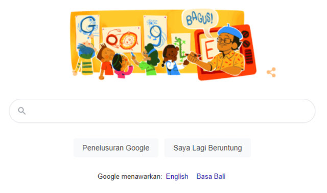Google Doodle 25 November 2020 tentang Pak Tino Sidin. 