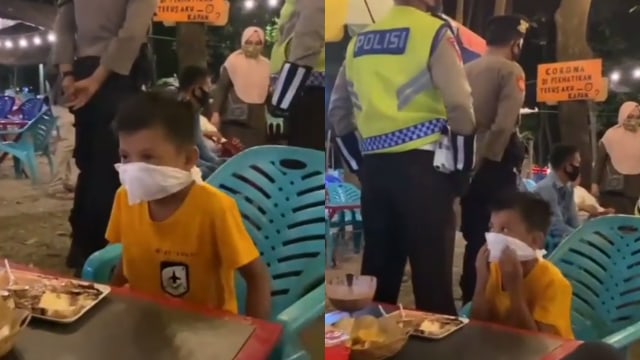Lolos, Momen Kocak Bocah Sulap Tisu Jadi Masker saat Panik Ada Razia Polisi (571045)