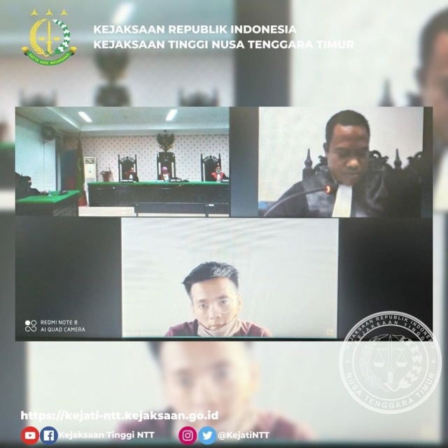 Foto: sidang pembacaan tuntutan terdakwa perkara tipikor pemberian fasilitas kredit pada bank NTT Cabang Surabaya atas nama Siswanto Kodrata di Pengadilan Tipikor Kupang, Kamis (26/11/2020) (instagram.com/kejatintt/)