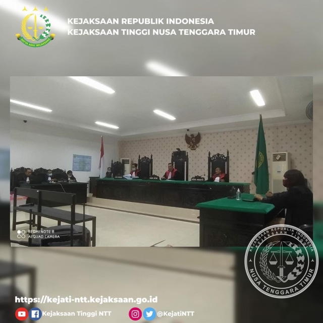 Foto: suasana sidang pembacaan putusan terdakwa Muhamad Ruslan di Pengadilan Tipikor Kupang, Kamis (26/11/2020) (www.instagram.com/kejatintt/)