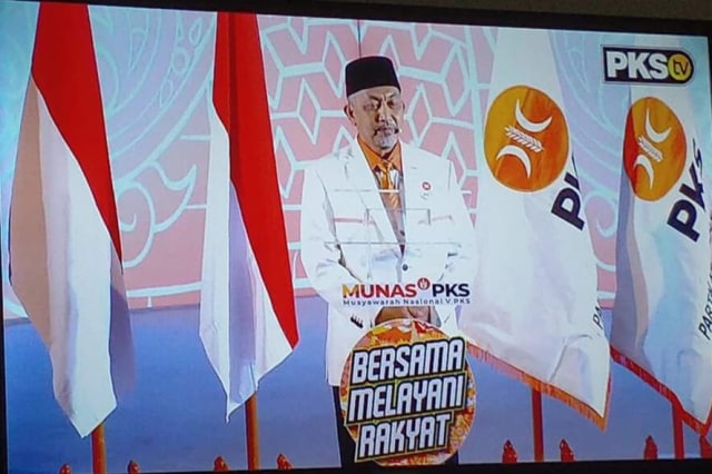 Presiden PKS periode 2020-2025, Ahmad Syaikhu, memberikan sambutan dalam rangka Munas V PKS. Foto: dok