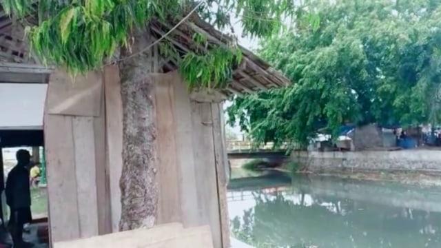 Rumah sederhana 2,5 x 5 meter itu berada di bantaran Sungai Sigeleng, RT 5 RW 3 Kelurahan Limbangan Kulon, Kabupaten Brebes. (Foto: Fajar Eko)