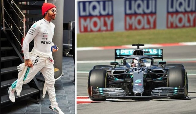Pebalap Lewis Hamilton menggunakan racing suit. dok. express.co.uk