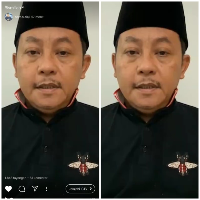 Wali Kota Malang Sutiaji saat memberikan klarifikasi terkait kondisi kesehatannya melalui igtv di akun instagram @sam.sutiaji