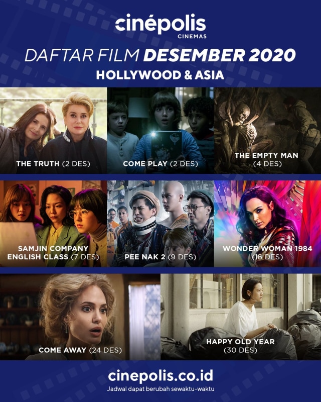 Jadwal Film Cinepolis Desember 2020, Hollywood dan Asia. Foto: twitter.com/cinepolis