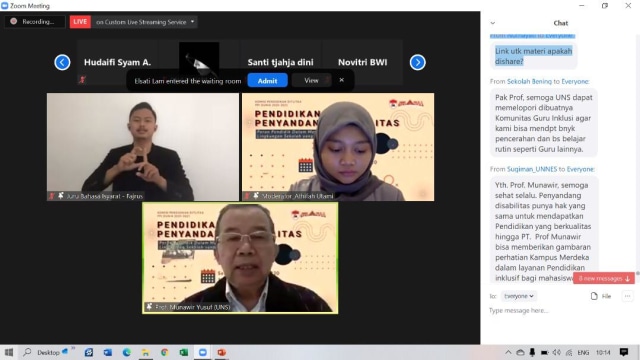 Webinar PPID memperingati Hari Difabel Internasional dilengkapi dengan juru bahasa isyarat