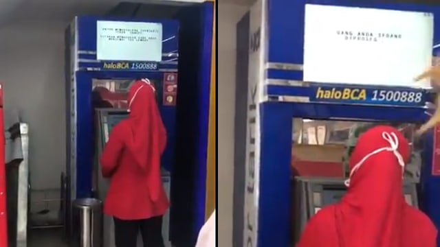 Nonton bareng orang Transaksi ATM di minimarket. (Foto: @AffiAssegaf/Twitter)