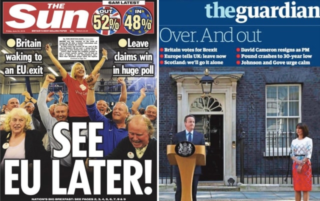 Perbedaan representasi dari 2 media massa. Sumber: www.thesun.co.uk dan www.theguardian.com