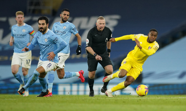 Pertandingan antara Manchester City vs Fulham di Etihad Stadium, Manchester, Inggris. Foto: Alex Livesey/Reuters