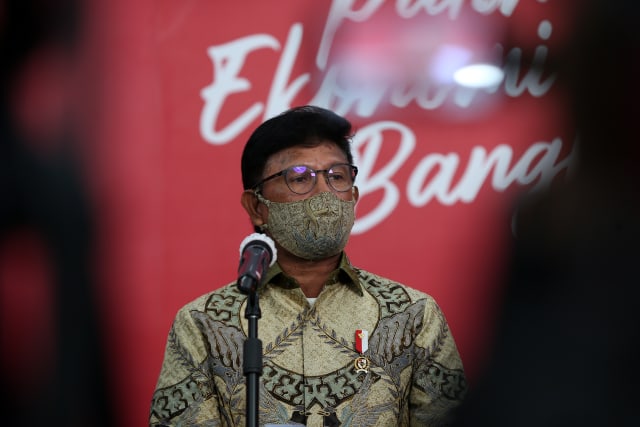 Menteri Komunikasi dan  Informatika Republik Indonesia, Johnny G. Plate. Sumber foto: Tim Komunikasi Komite Penanganan COVID-19 dan Pemulihan Ekonomi Nasional. 