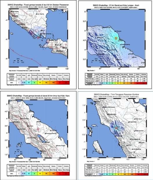 Rentetan 4 gempa besar sesar aktif di Sumatera fenomena wajar. Foto: Dok. BMKG