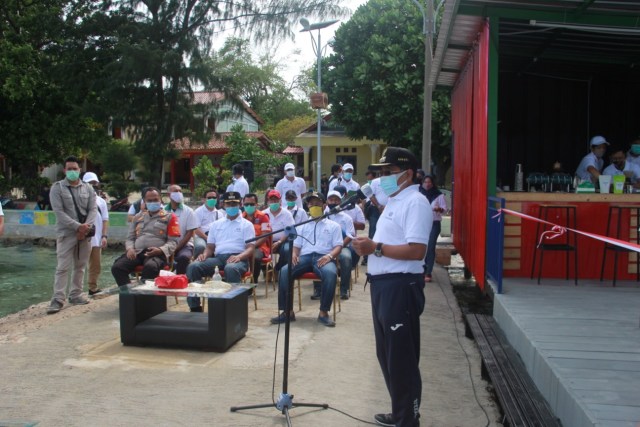 Sambutan Bupati Kabupaten Administrasi Kepulauan Seribu, Junaedi, S.Sos, M.Si, pada acara Peresmian Resto Apung Pulau Pramuka