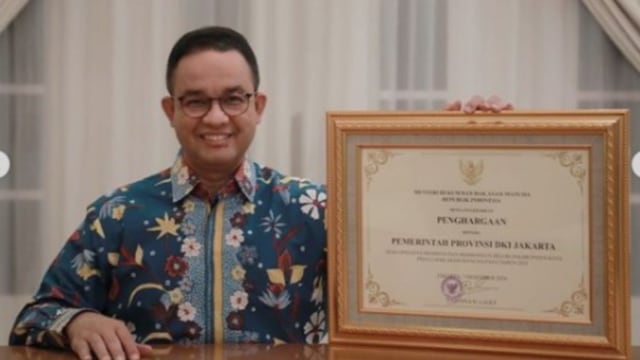 Pemprov DKI Jakarta kembali dianugerahi Kota peduli HAM. Foto: Instagram @aniesbaswedan