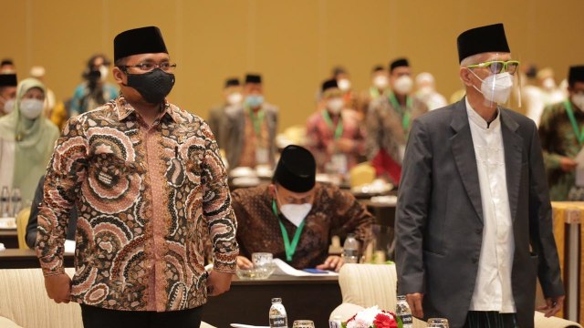 Menteri Agama Yaqut Cholil Qoumas di acara Pengukuhan Dewan Pimpinan MUI 2020-2025 di Jakarta, Kamis (24/12). Foto: Kemenag