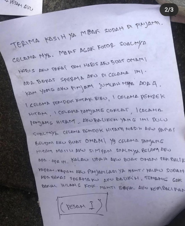 Surat dari pencuri. Foto: akun @sweeetaesthetic