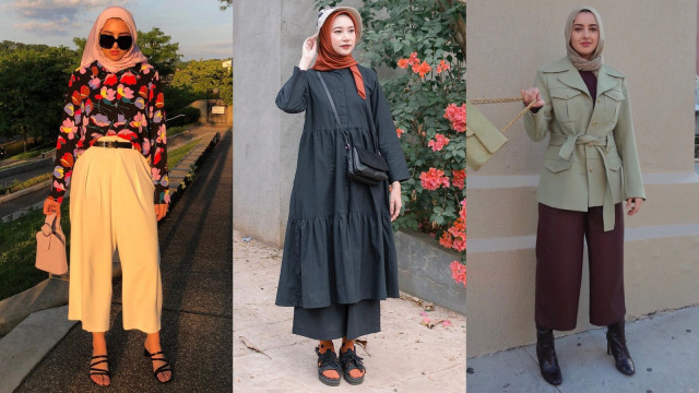 Inspirasi padu padan gaya hijab dengan celana kulot. Foto: dok. Instagram/ @summeralbarcha @bahjatina