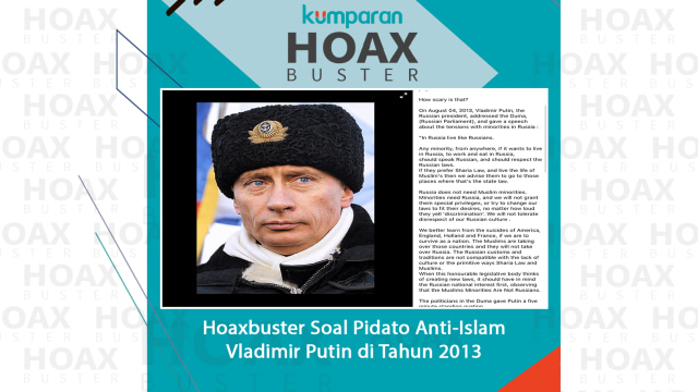 Hoaxbuster Soal Pidato Anti-Islam Vladimir Putin di Tahun 2013. Foto: Dok. Istimewa