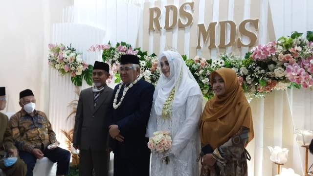 Pernikahan Din Syamsuddin dan Rashda Diana. Foto: Dok. Istimewa