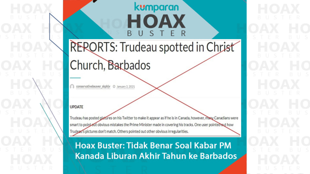 Hoax Buster: Tidak Benar Soal Kabar PM Kanada Liburan Akhir Tahun ke Barbados.
 Foto: AFP