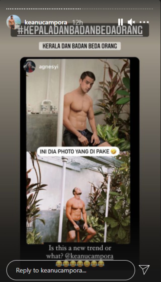 Aliff Alli kepergok edit foto pakai tubuh Keanu Campora. Foto: Instagram/@keanucampora