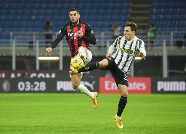 Federico Chiesa dalam pertandingan antara AC Milan vs Juventus di San Siro, Milan, Italia. Foto: Alberto Lingria/Reuters