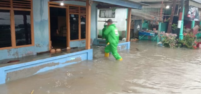 Salah satu rumah warga di Bangka Belitung yang terendam banjir. (Ist)