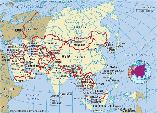 Bagian Benua Asia dalam Peta Foto: dok Britannica