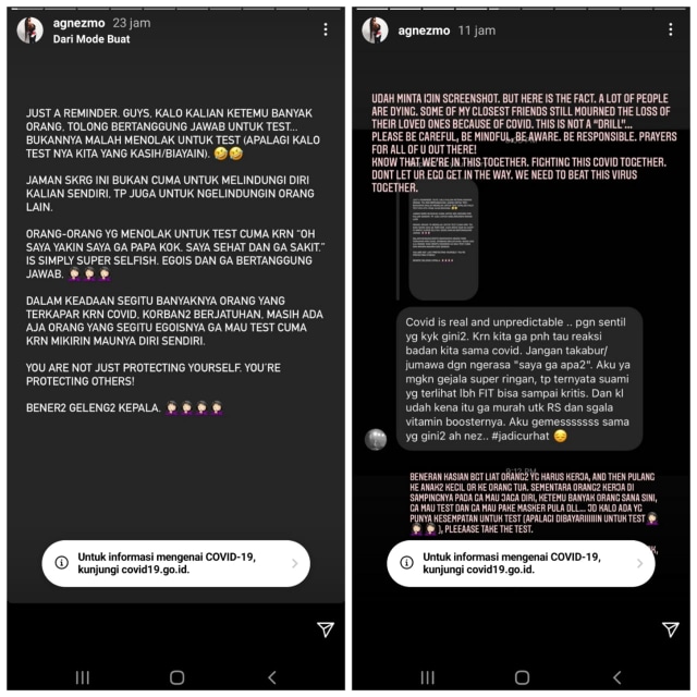 Sindiran Agnez Mo untuk Orang-orang yang Tak Mau Tes COVID-19 (253301)