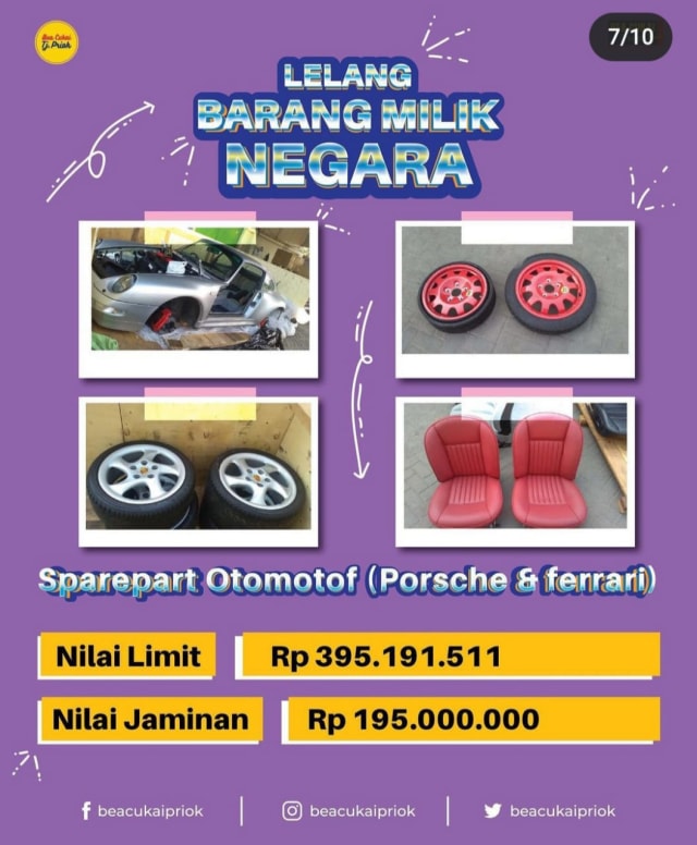 Ferrari dan Porsche Klasik Sitaan Negara Dilelang, Harganya Mulai Rp 395 Juta! (89574)