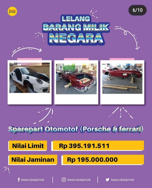 Ferrari dan Porsche Klasik Sitaan Negara Dilelang, Harganya Mulai Rp 395 Juta! (89573)