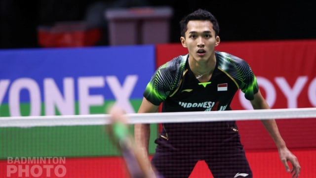 Tunggal Putra Indonesia Jonatan Christie pada pertandingan Thailand Open 2021, di Impact Arena, Bangkok, Kamis (14/1). Foto: Badmintonphoto/BWF