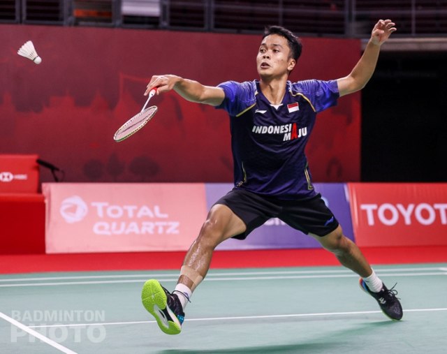 Pebulu Tangkis Indonesia Anthony Ginting pada pertandingan Thailand Open 2021, di Impact Arena, Bangkok, Thailand, Jumat (15/1). Foto: Erika Sawauchi/Badmintonphoto/BWF