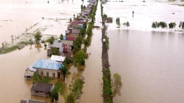 Banjir di desa Hantakan, Kalimantan Selatan. Foto: ANTARANEWS