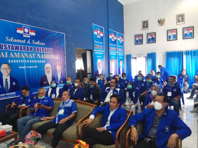 Musda DPD PAN Kuningan yang diadakan secara virtual di kantor DPD PAN Kabupaten Kuningan, Jawa Barat, Minggu (17/01/2021). (Andri)